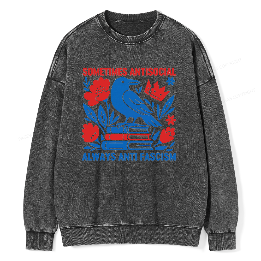 Pagewings Anti Fascism Unisex Washed Sweatshirt