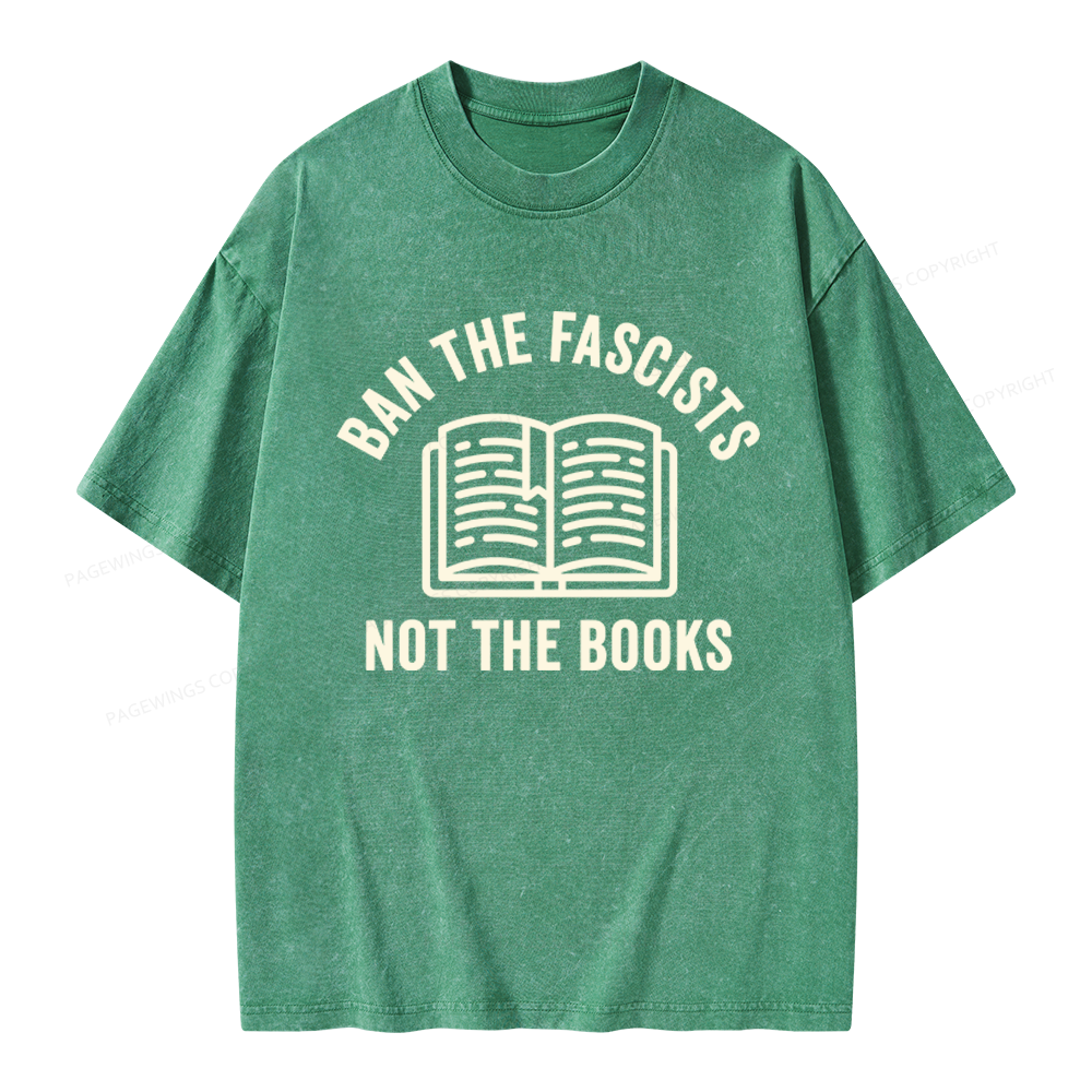 Pagewings Ban Fascists Not Books Unisex Washed T-shirt