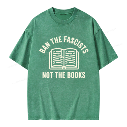 Pagewings Ban Fascists Not Books Unisex Washed T-shirt