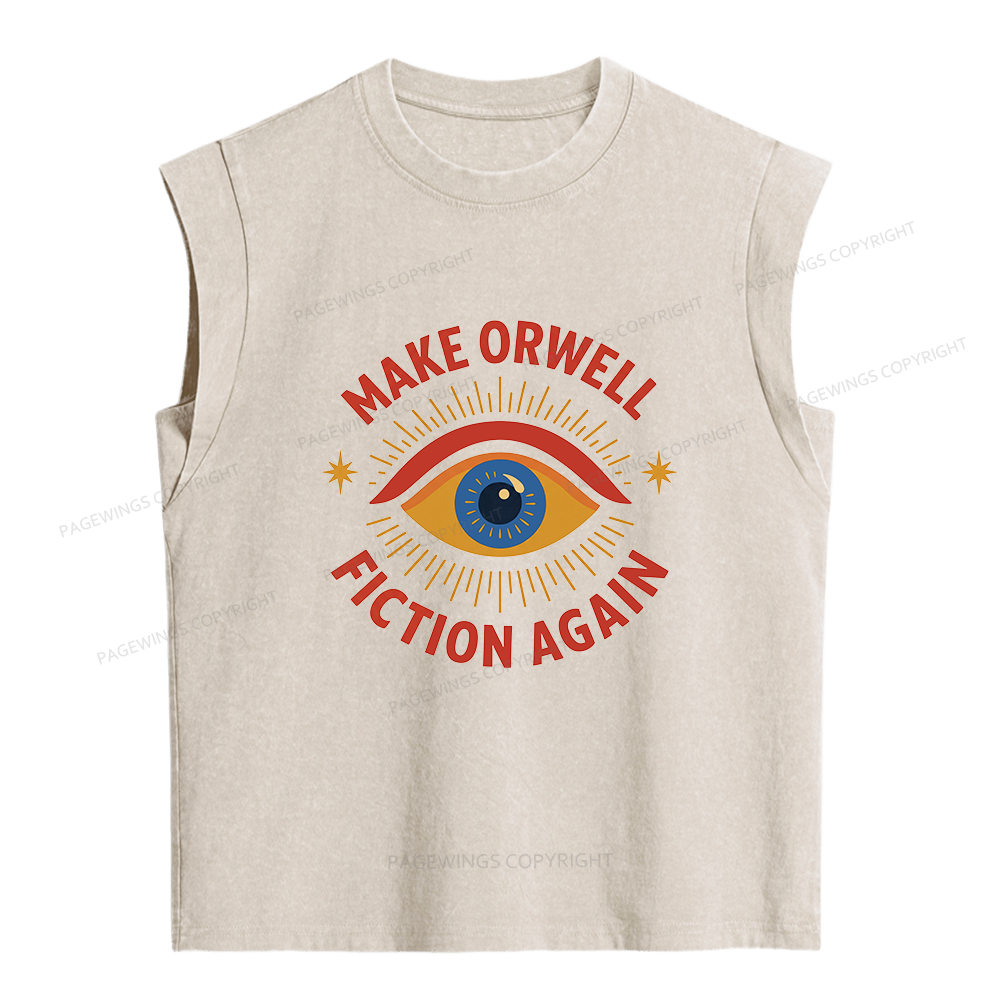 Pagewing Make Orwell Fiction Again Women's Washed Tank Top