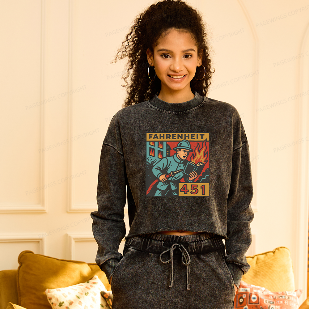 Pagewings Literature 451 Washed Crop Sweatshirt