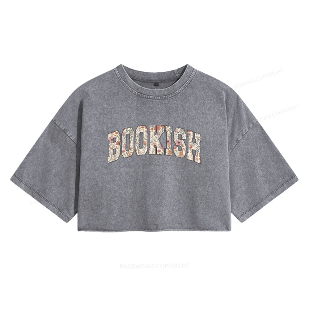Pagewings Bookish Women's Washed Cropped T-shirt