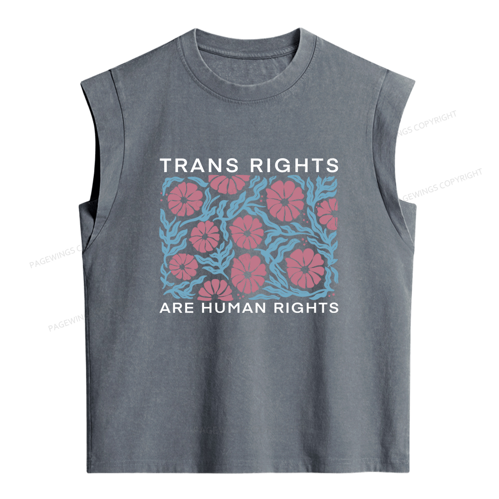 Pagewings Trans Rights Are Human Rights Women's Washed Tank Top