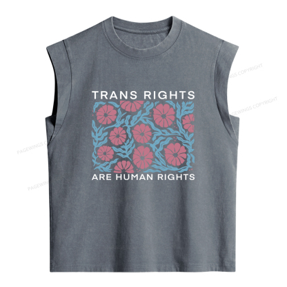 Pagewings Trans Rights Are Human Rights Women's Washed Tank Top