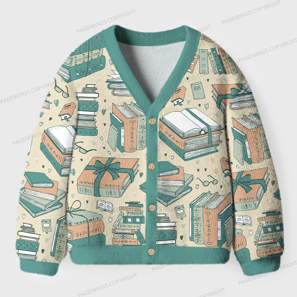 Pagewings Cozy Up With a Good Book Unisex Ugly Cardigan Sweaters