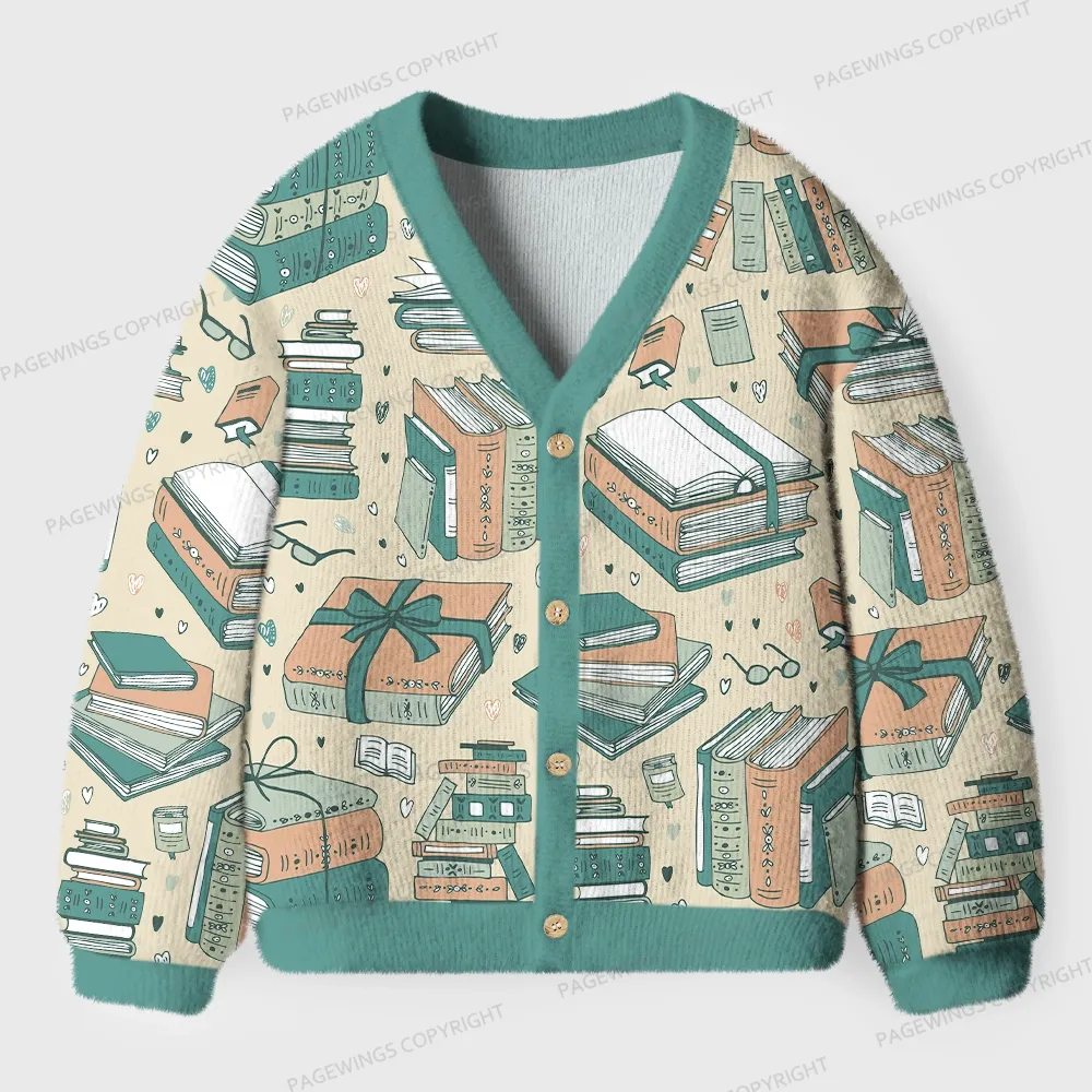 Pagewings Cozy Up With a Good Book Unisex Ugly Cardigan Sweaters