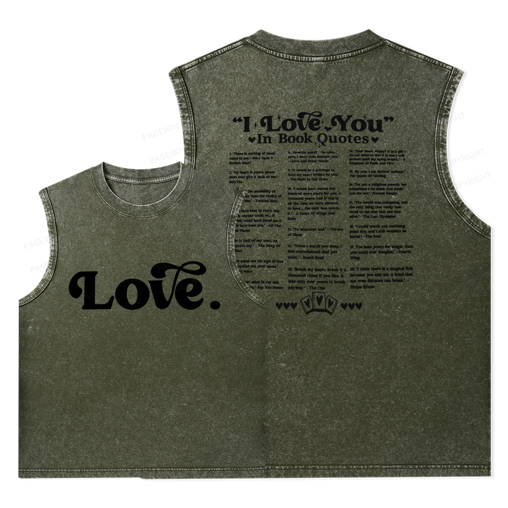 Pagewings I Love You in Book Quotes Unisex Washed Tank Top