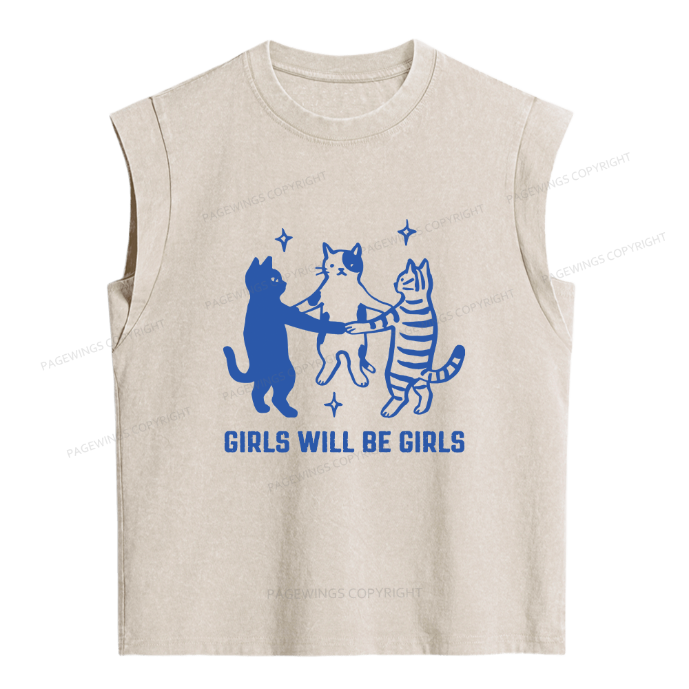 Pagewings Girls Will Be Girls Women's Washed Tank Top