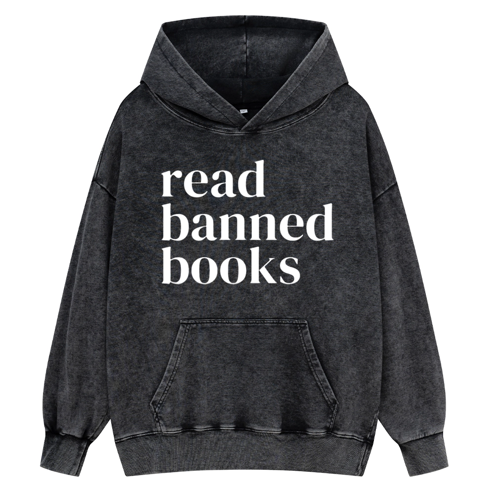 Pagewings Read Banned Books Unisex Washed Hoodie