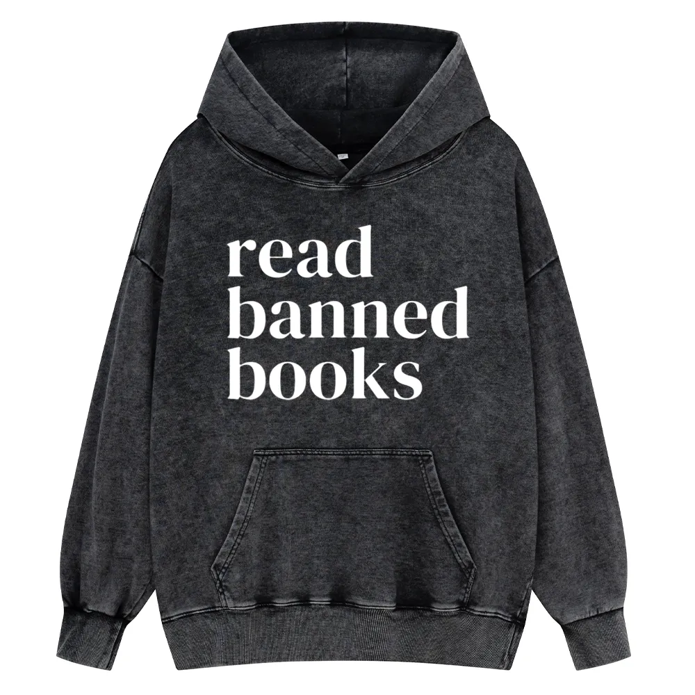 Pagewings Read Banned Books Unisex Washed Hoodie