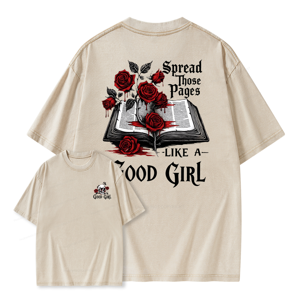 Pagewings Spread Those Pages Like a Good Girl Unisex Washed T-shirt