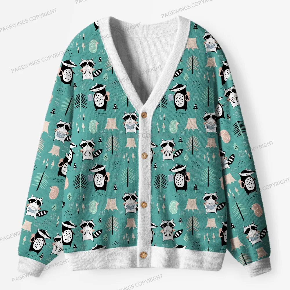 Pagewings Winter Bookish Vibes Unisex Ugly Cardigan Sweaters