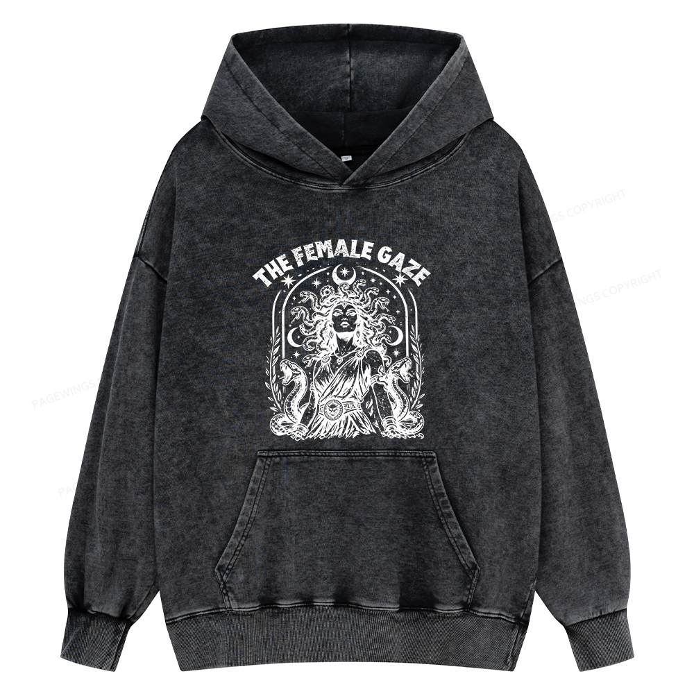 Pagewings Vintage Medusa Feminist Unisex Washed Hoodie