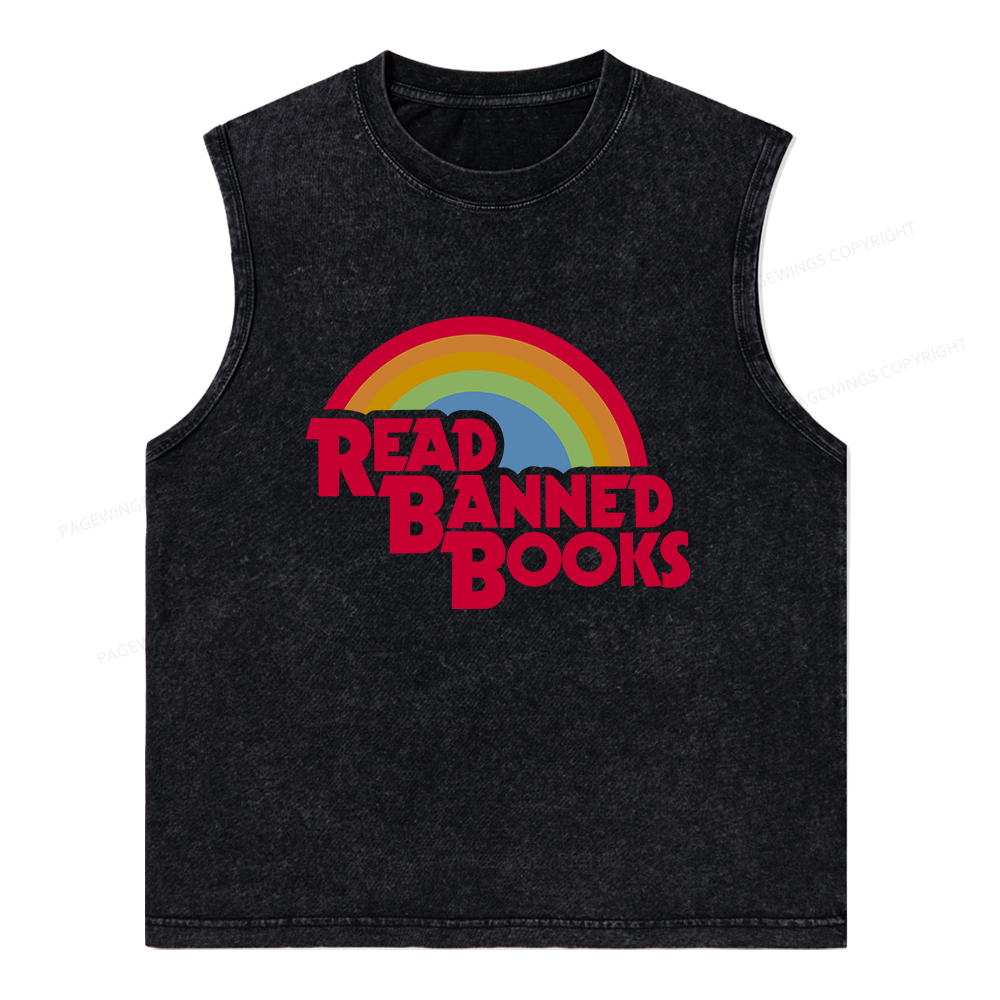 Pagewings Read Banned Books Unisex Washed Tank Top