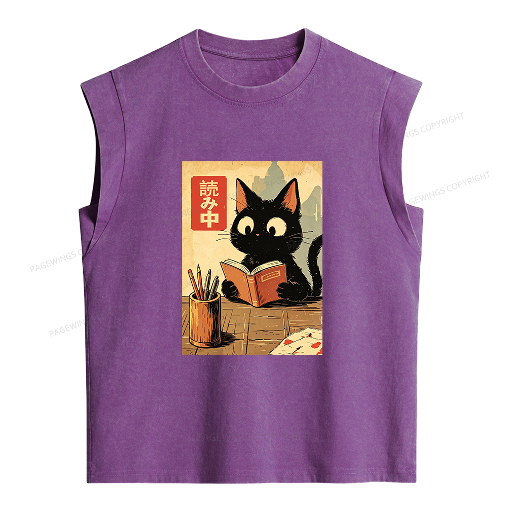 Pagewing Cats Reading Women's Washed Tank Top