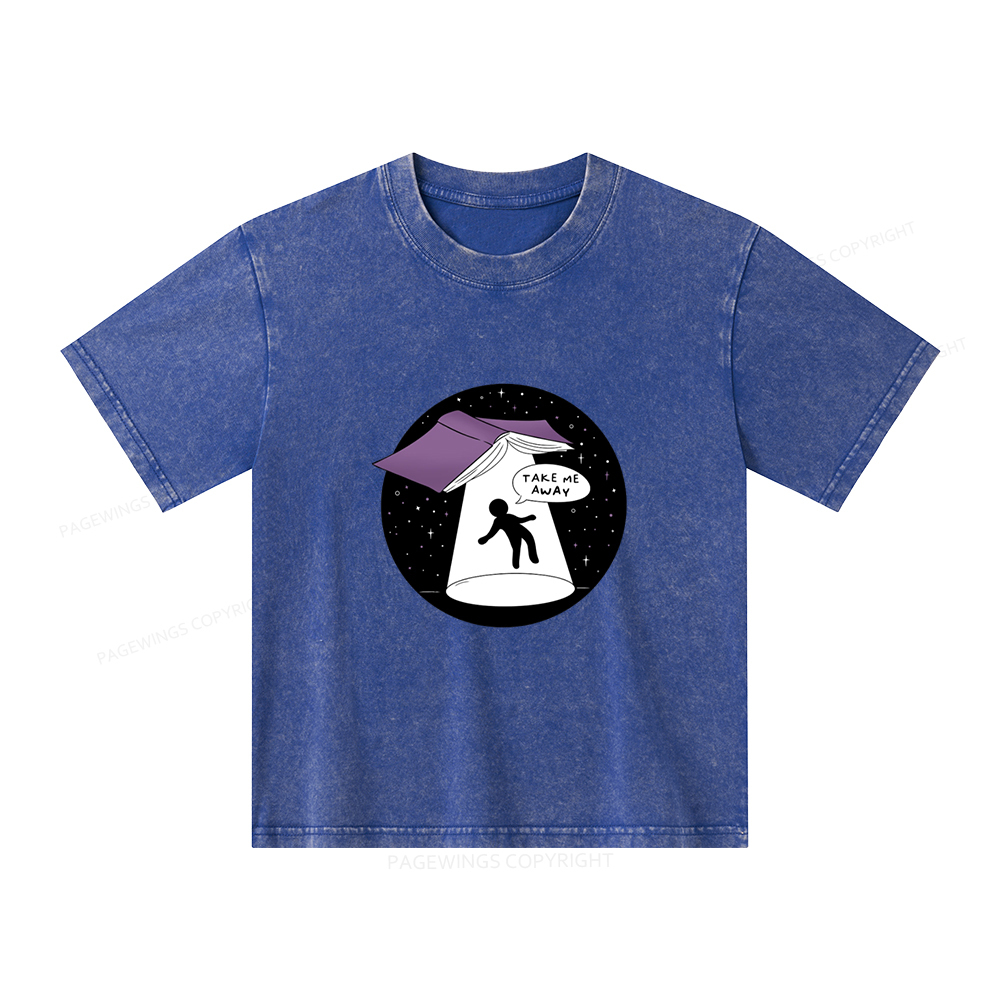 Pagewings Take Me Away Unisex Kids Washed T-shirt
