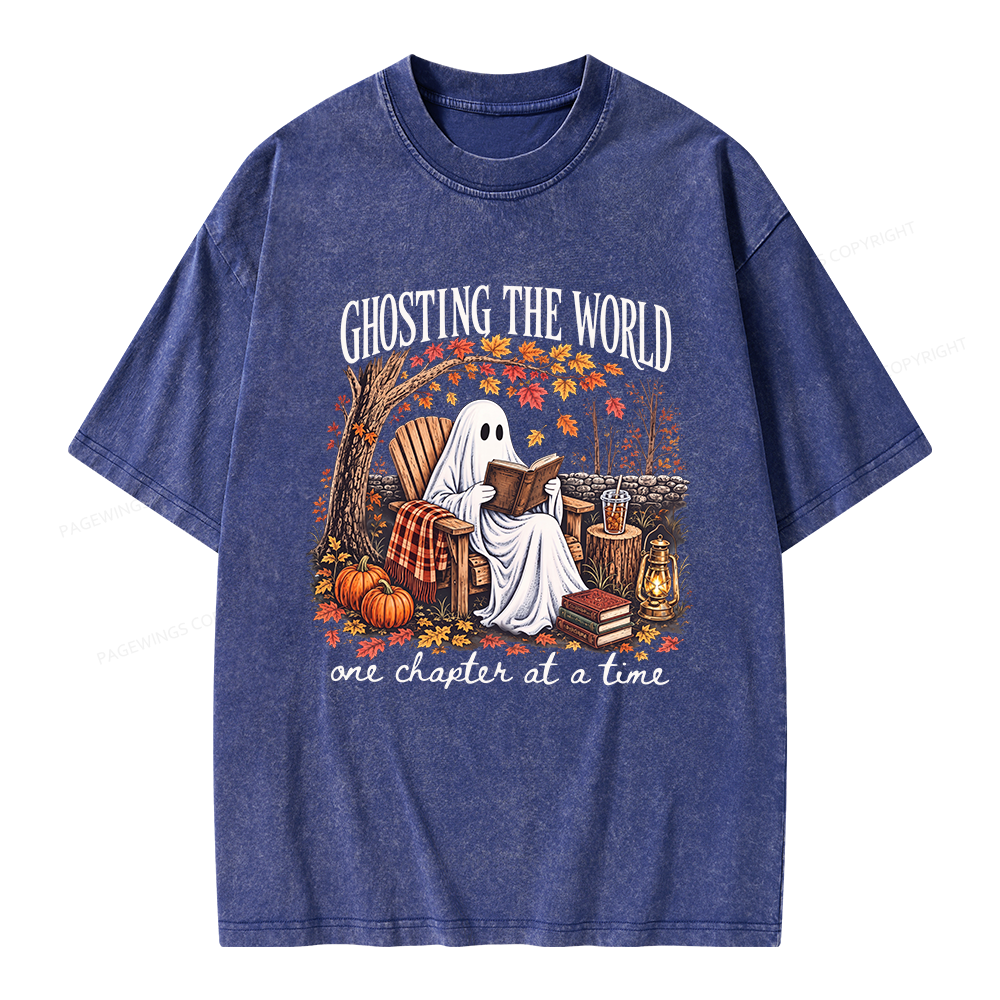 Pagewings Ghosting The World Sublimation Unisex Washed T-shirt