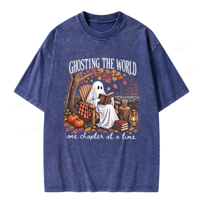 Pagewings Ghosting The World Sublimation Unisex Washed T-shirt