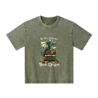 Pagewings Book Dragon Unisex Kids Washed T-shirt