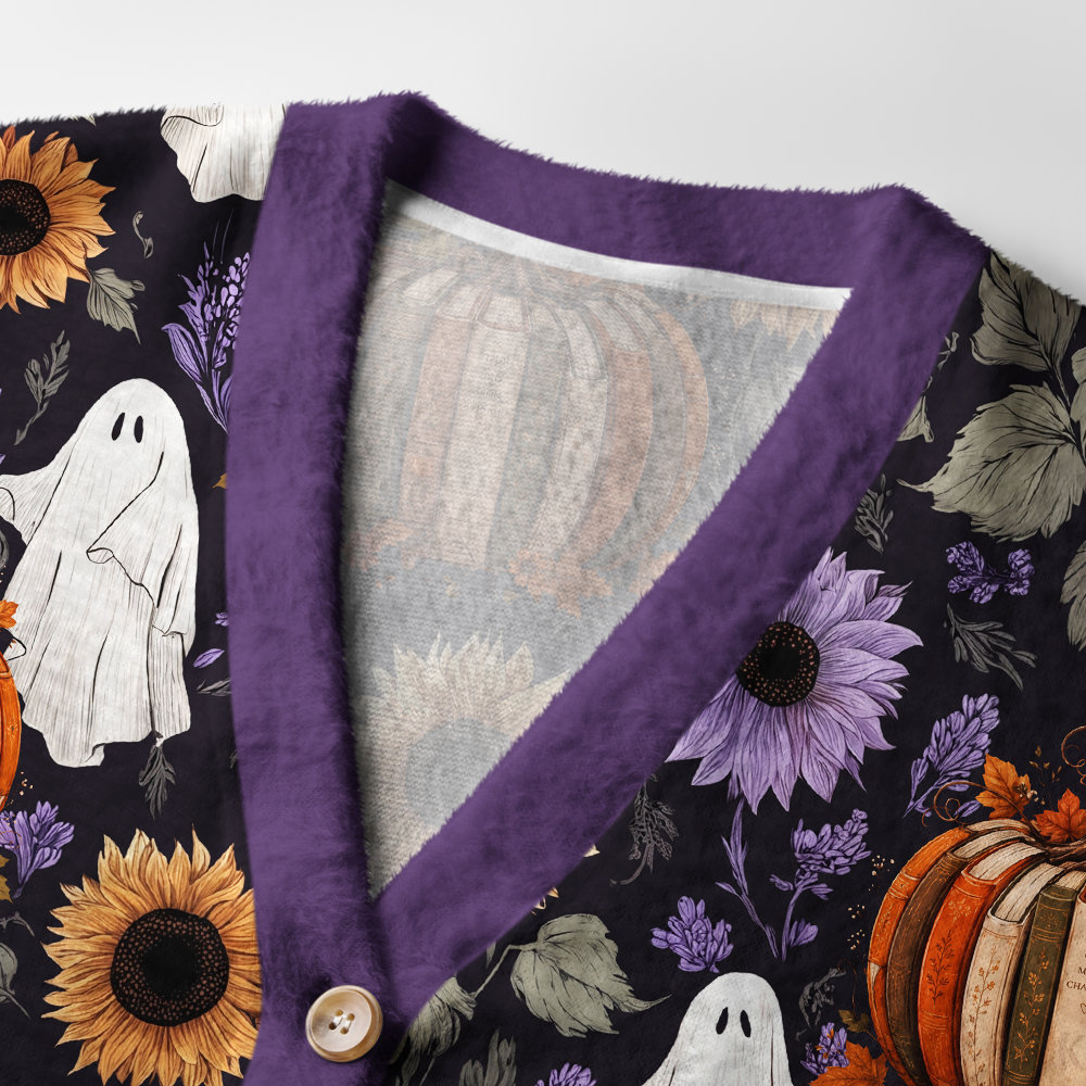 Pagewings Pumpkin Book Light Knit Unisex Cardigan Sweaters