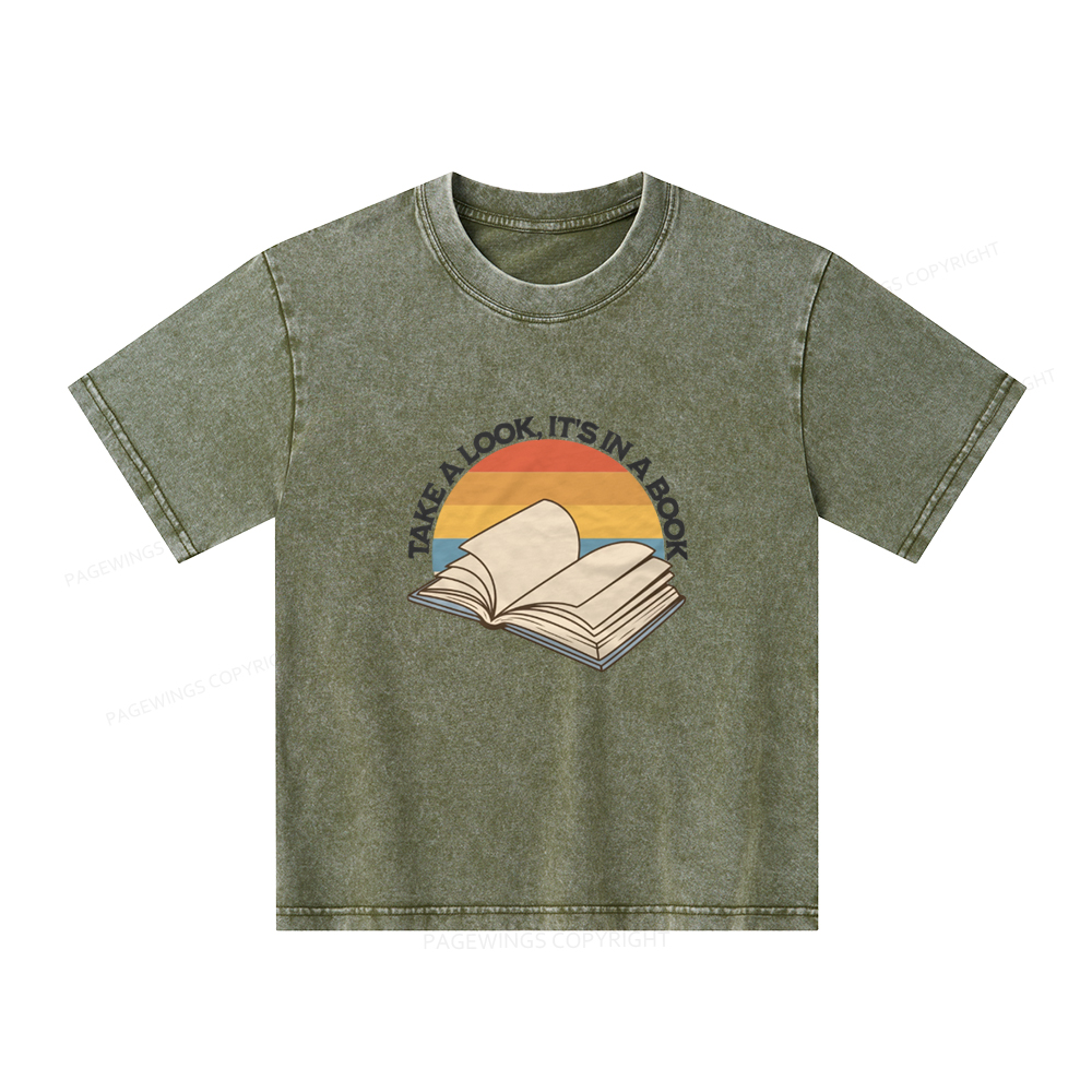 Pagewings Take A Look It's In A Book Unisex Kids Washed T-shirt