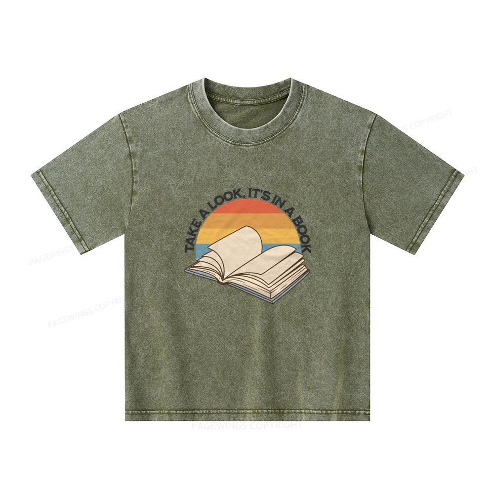 Pagewings Take A Look It's In A Book Unisex Kids Washed T-shirt