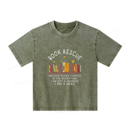 Pagewings Book Rescue Unisex Kids Washed T-shirt