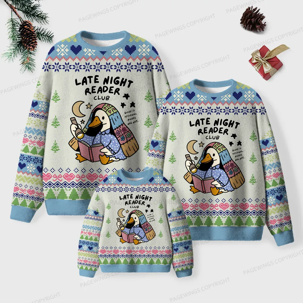 Pagewings Late Night Reader Club Unisex Ugly Knit Sweatshirt
