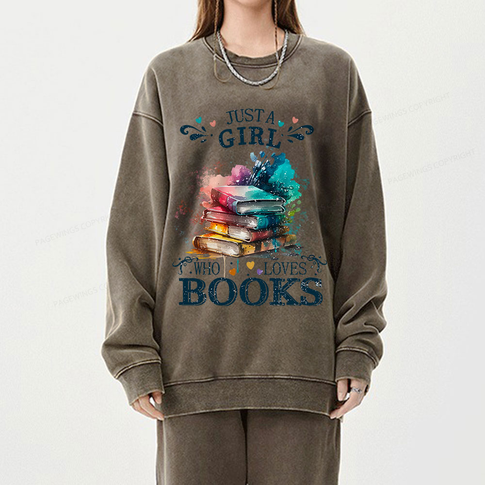 Pagewings Who Loves Books Unisex Washed Sweatshirt