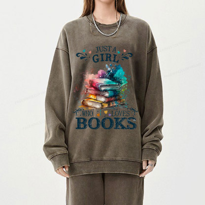Pagewings Who Loves Books Unisex Washed Sweatshirt