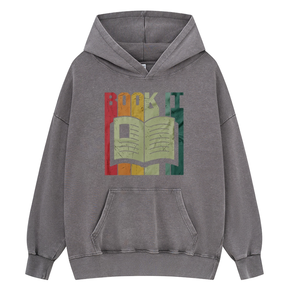 Pagewings Book It Retro 80s Unisex Washed Hoodie