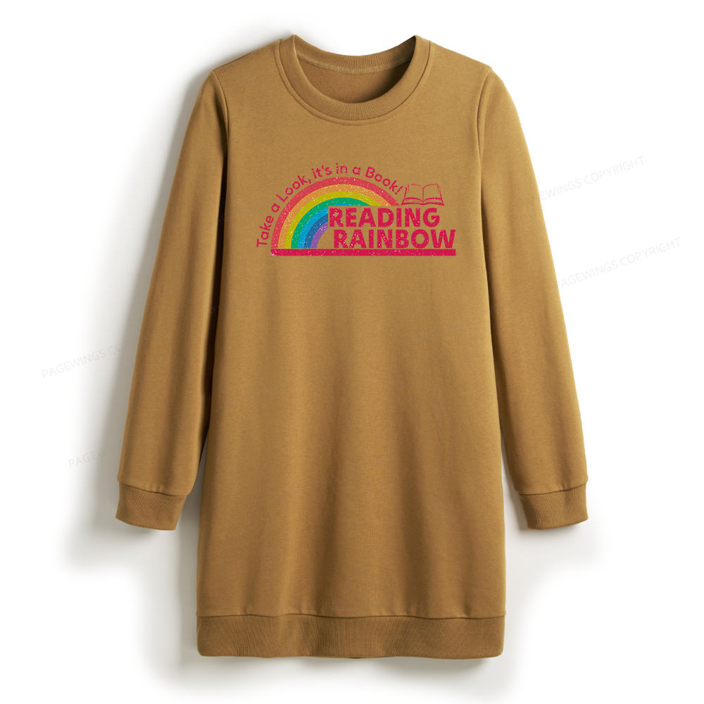 Pagewings Reading With Rainbow Sweatshirt Dress