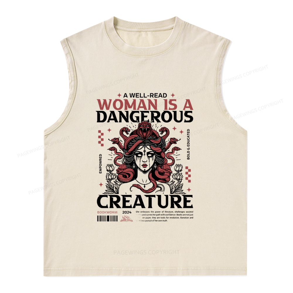 Pagewings A Well-Read Woman is A Dangerous CreatureUnisex Washed Tank