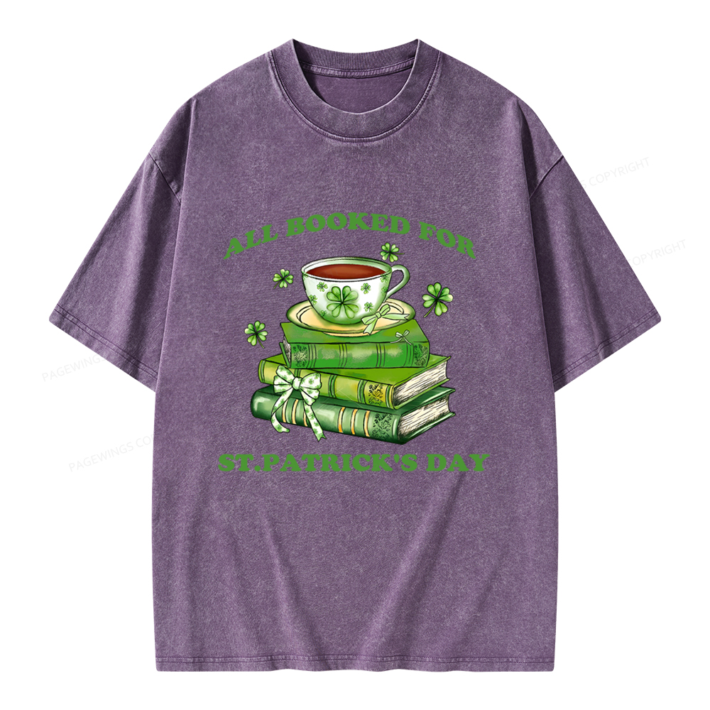 Pagewings All Booked For St. Patrick's Day Unisex Washed T-shirt