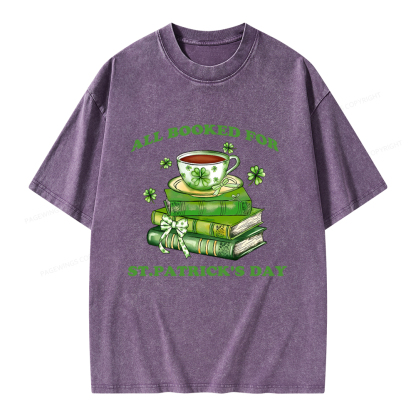 Pagewings All Booked For St. Patrick's Day Unisex Washed T-shirt