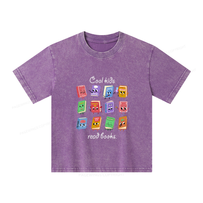 Pagewings Cool Kids Read Books Unisex Kids Washed T-shirt