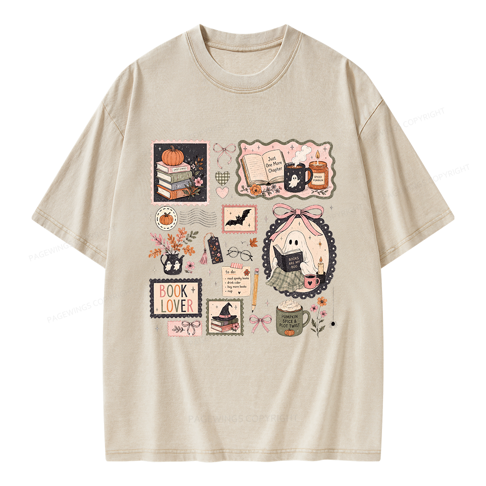 Pagewings Halloween Book Club Unisex Washed T-shirt