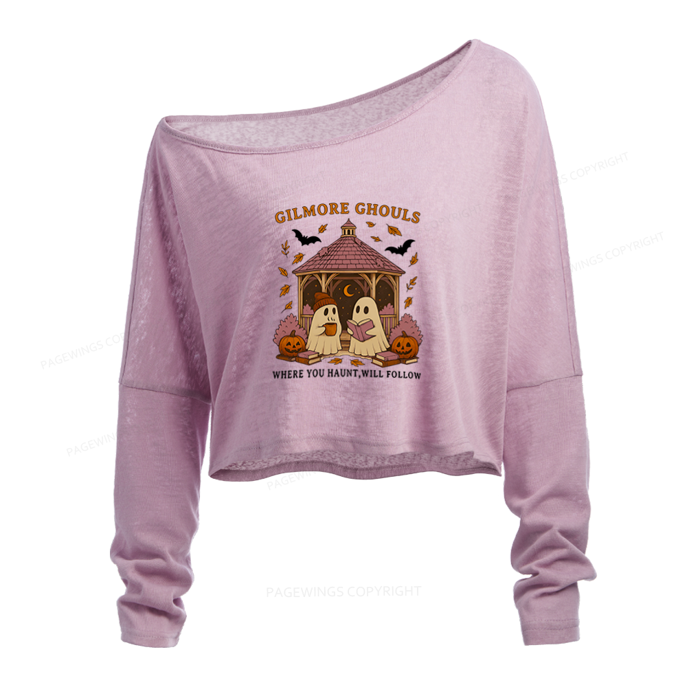 Pagewings Gilmore Ghouls Slouchy Long Sleeve Off Shoulder T-shirt