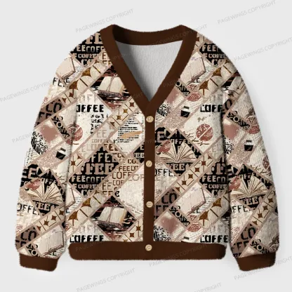 Pagewings Coffee And Books Unisex Ugly Cardigan Sweaters