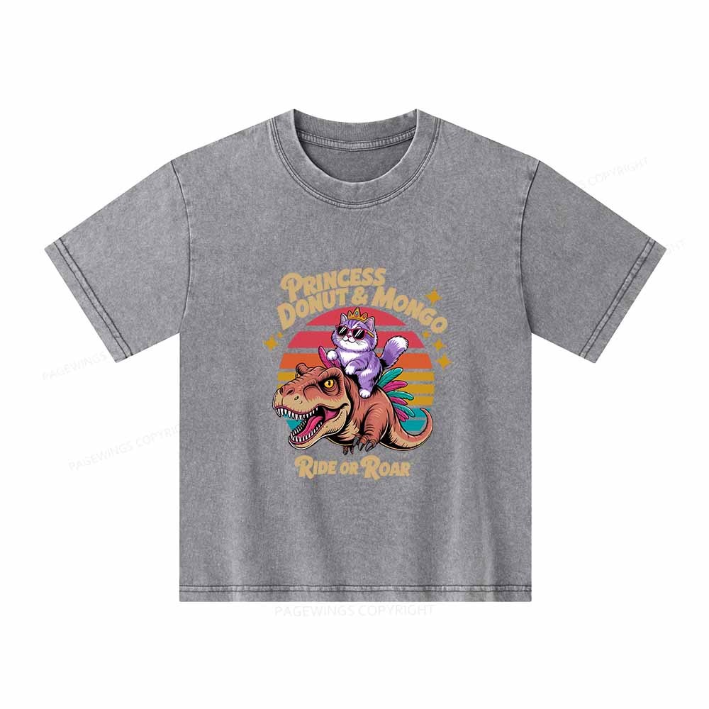 Pagewings Princess Donut & Mongo Unisex Kids Washed T-shirt