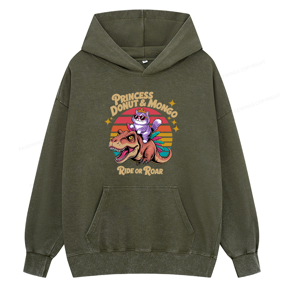 Pagewing Princess Donut & Mongo Unisex Washed Hoodie