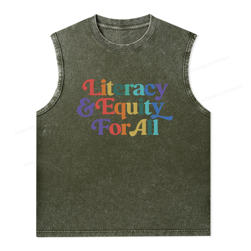 Pagewings Literacy & Equity For All Unisex Washed Tank Top