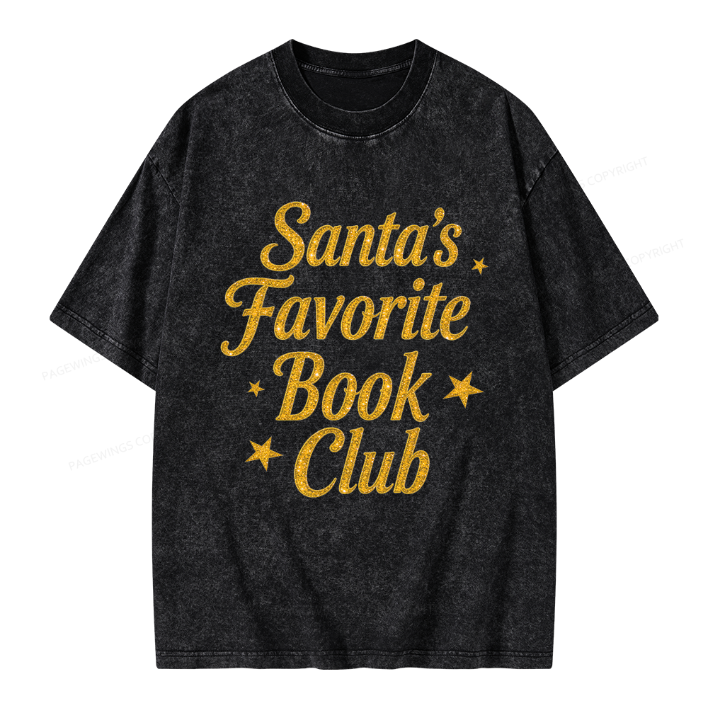 Pagewings Santa's Favorite Book Club Unisex Washed T-shirt