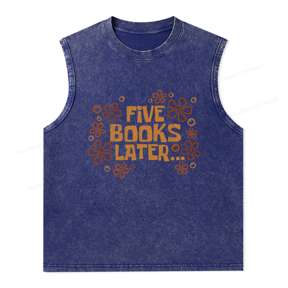 Pagewings Five Books Later Unisex Washed Tank Top