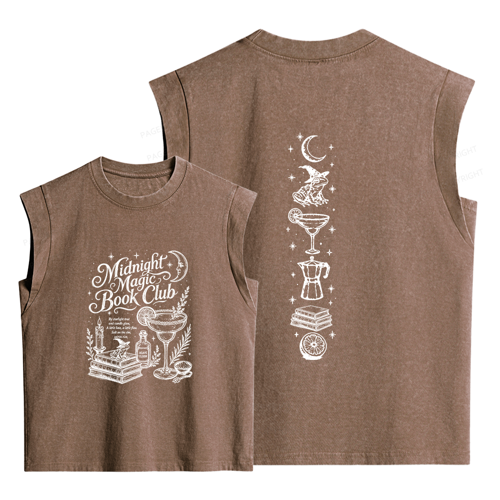 Pagewings Midnight Magic Book Club Women's Washed Tank Top