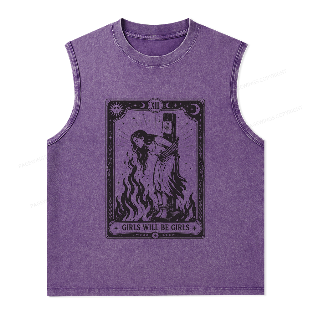 Pagewings Girls Will Be Girls Unisex Washed Tank Top