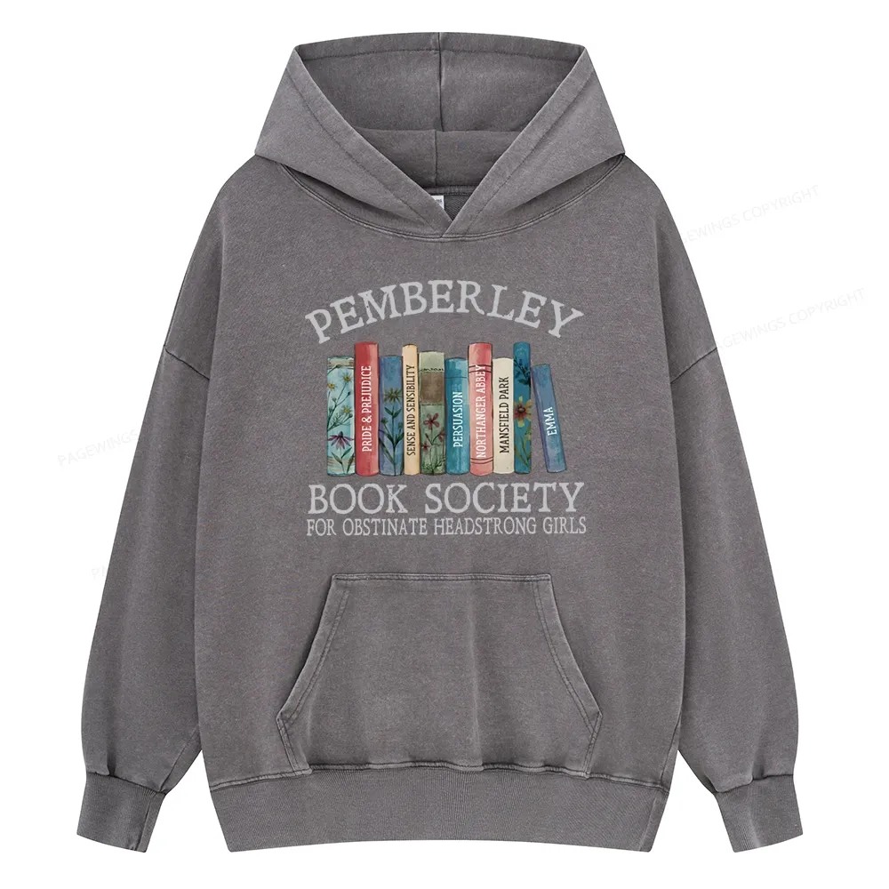 Pagewings Pemberley Book Society Unisex Washed Hoodie