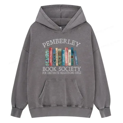 Pagewings Pemberley Book Society Unisex Washed Hoodie