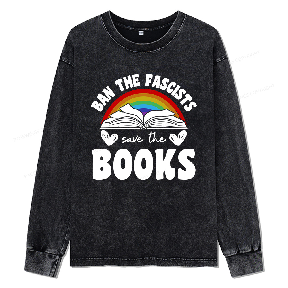 Pagewings Banned books Unisex Washed Long Sleeve T-shirt