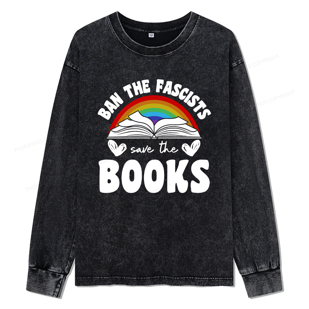 Pagewings Banned books Unisex Washed Long Sleeve T-shirt